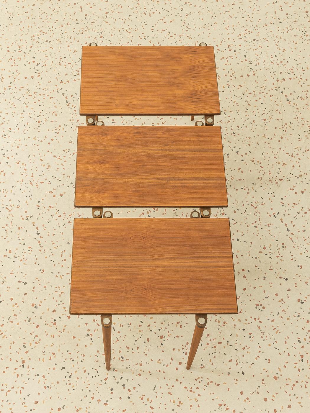Opal Möbel Nesting Tables in Walnut, 1960s, Made in Germany In Good Condition For Sale In Neuss, NW