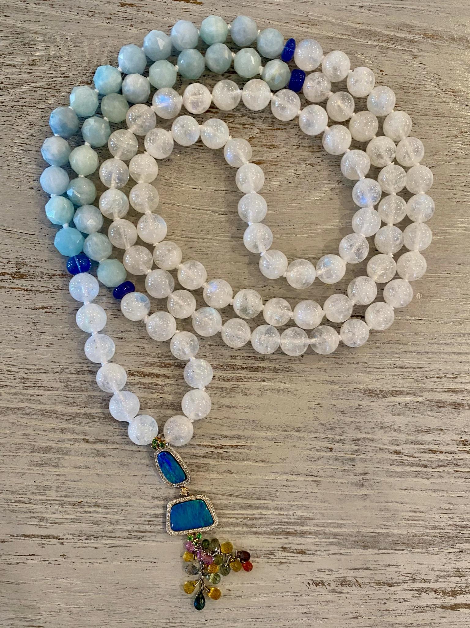 Every necklace is one-of-a-kind and imagined for not only beauty but balance. Each necklace is accompanied by a written enclosure on fine stationary informing the recipient of each material in the necklace including it’s symbolism and healing