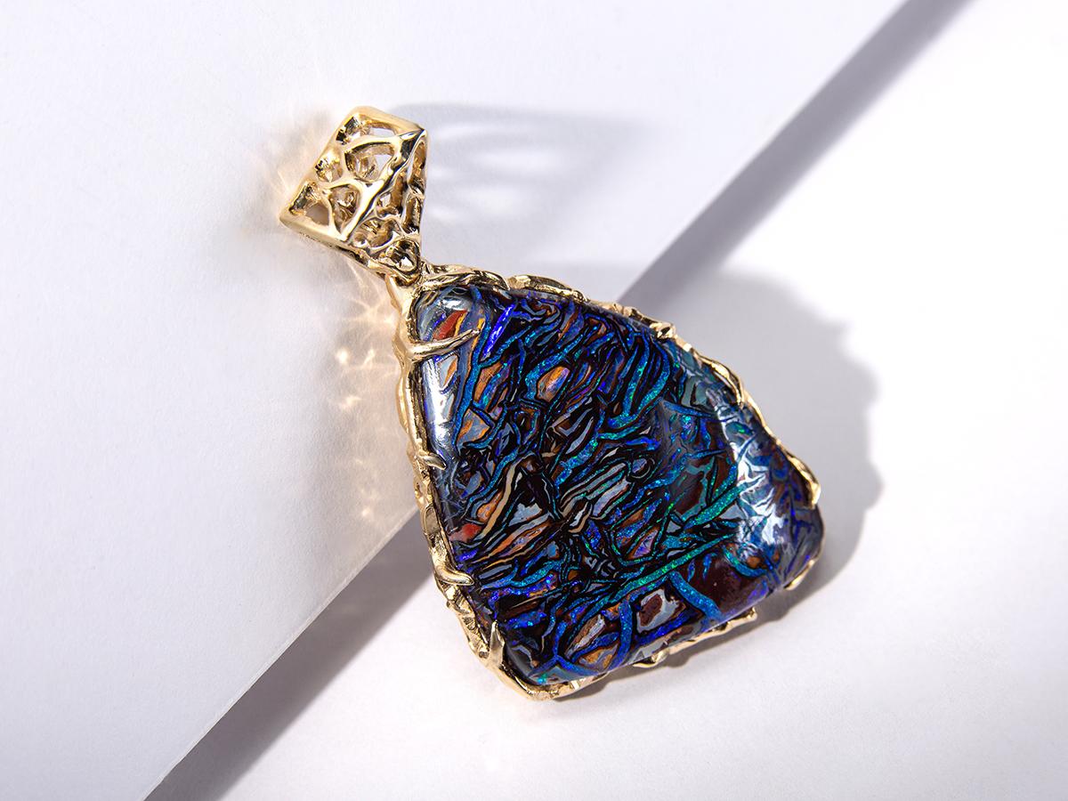 Opal Halskette Gold Unisex Anhänger Lord of the Rings Stil Geschenk für besondere Menschen  im Angebot 1