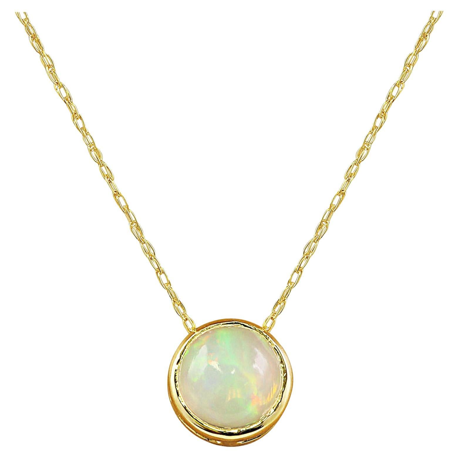 Opal Necklace In 14 Karat Yellow Gold  For Sale