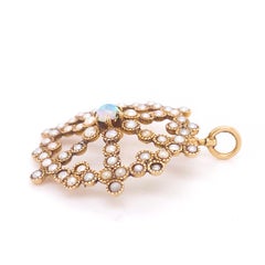 Opal Pearl Pendant, Yellow Gold, Vintage Circa 1920 w/ Opal & 60 Pearls Pendant