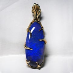 Milky way Opal pendant Natural Australian opal neon blue gemstone