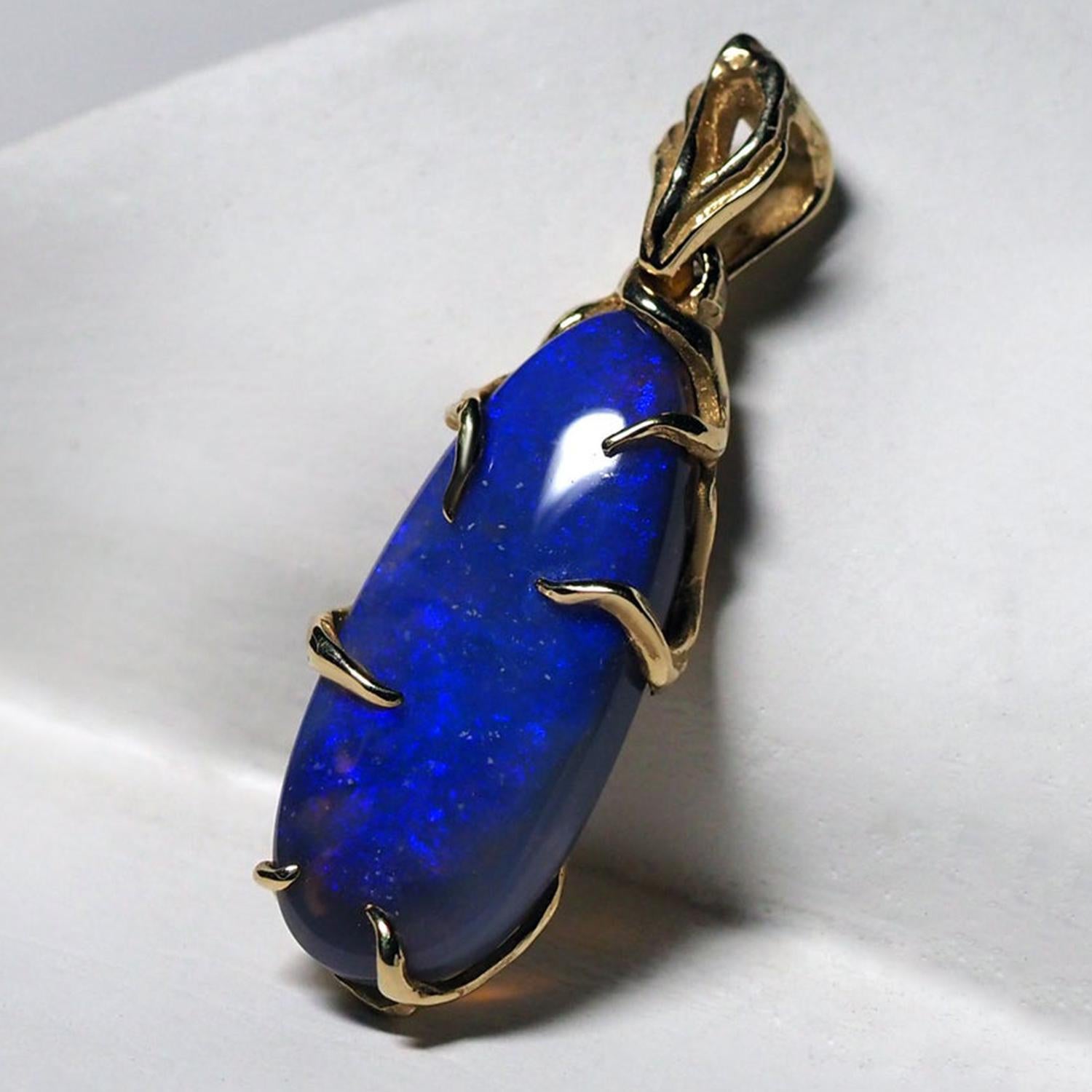 Milky way Opal pendant Natural Australian opal neon blue gemstone For Sale 2