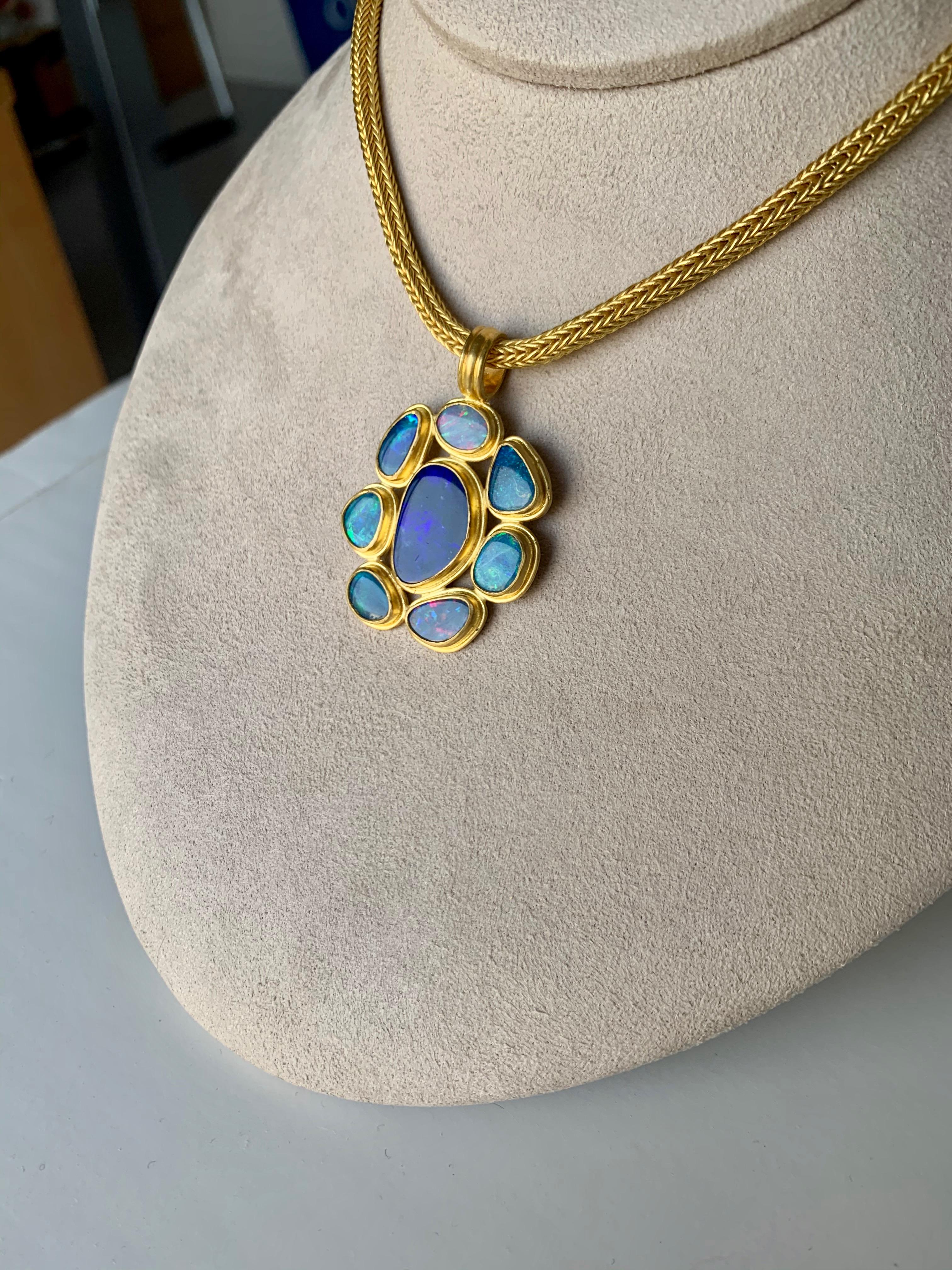 Contemporary Opal Pendant in 22 Karat gold For Sale