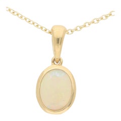 Opal Pendant Necklace Set in 18 Karat Yellow Gold