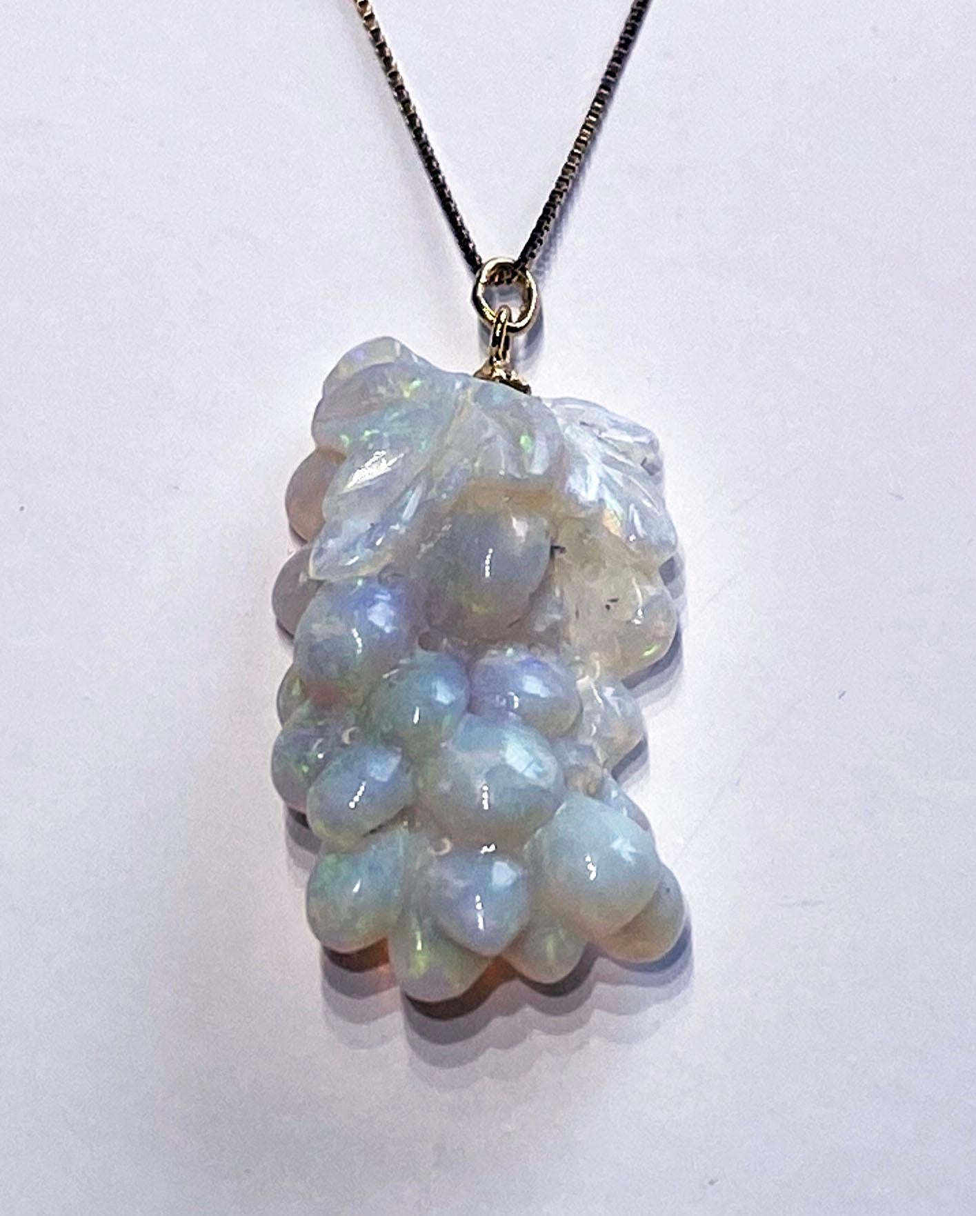 Cabochon Kary Adam Designed, Opal Pendant on a Gold-Plated Silver Chain For Sale