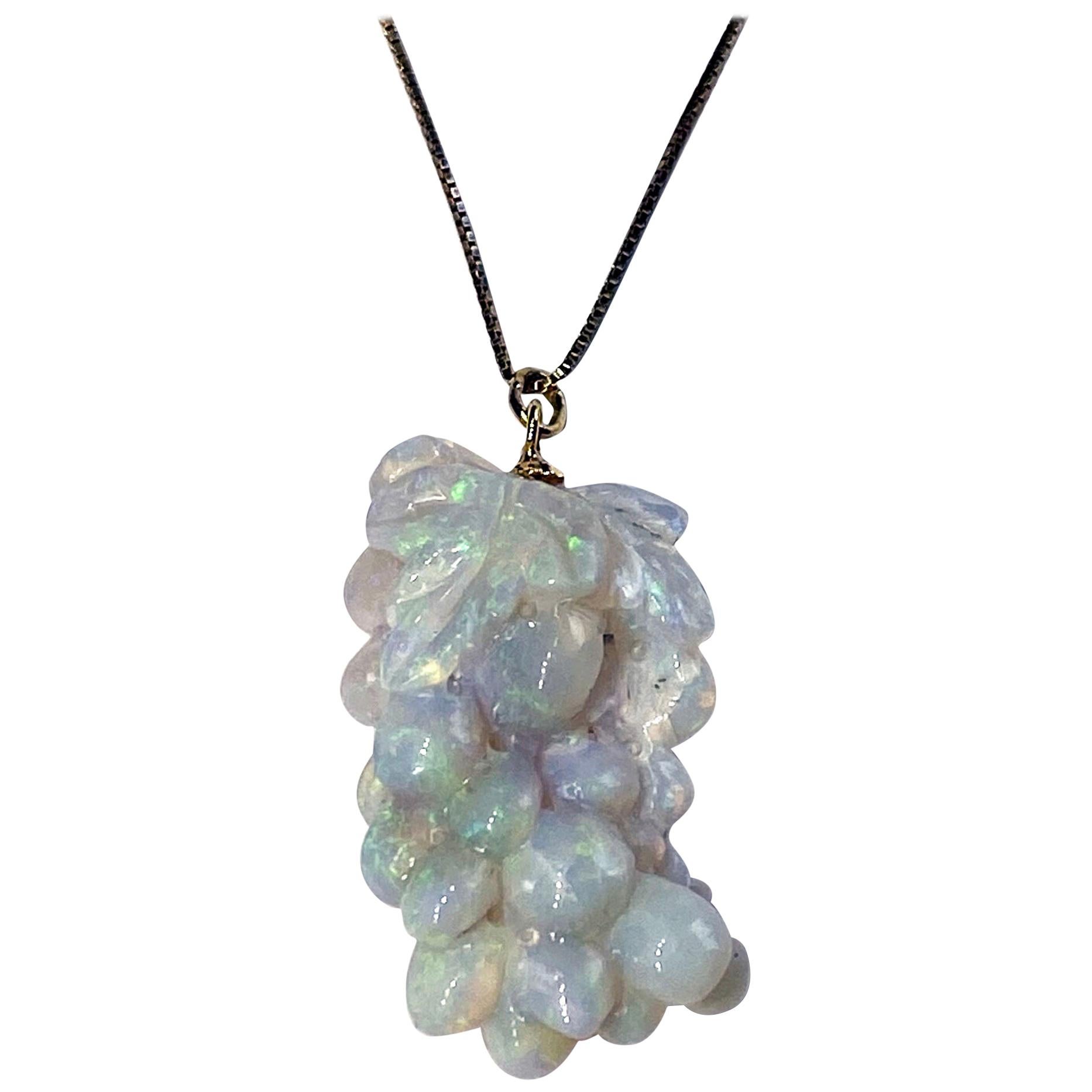 Kary Adam Designed, Opal Pendant on a Gold-Plated Silver Chain For Sale