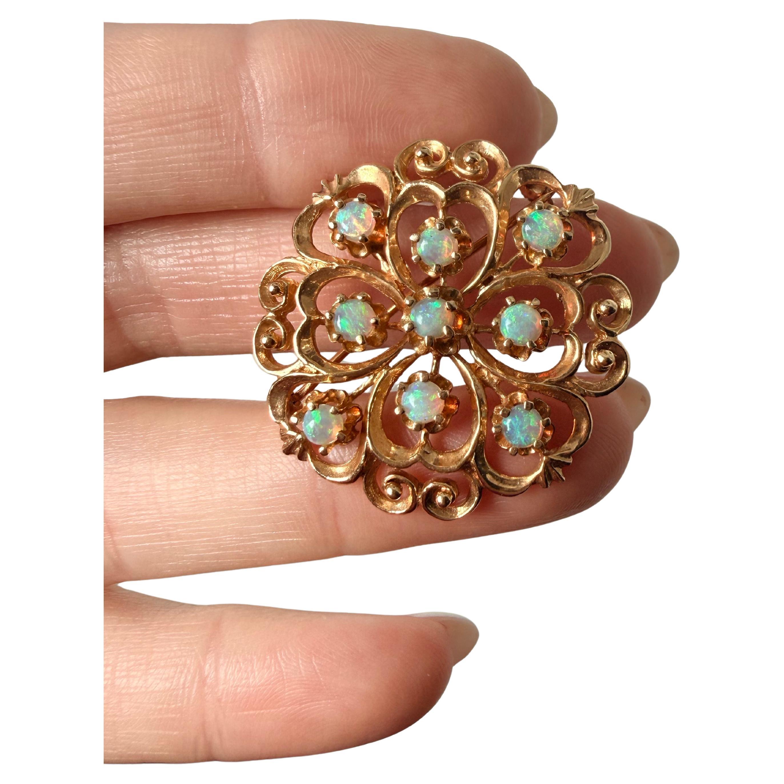 Broche pendentif opale or jaune 14KT 2 en 1