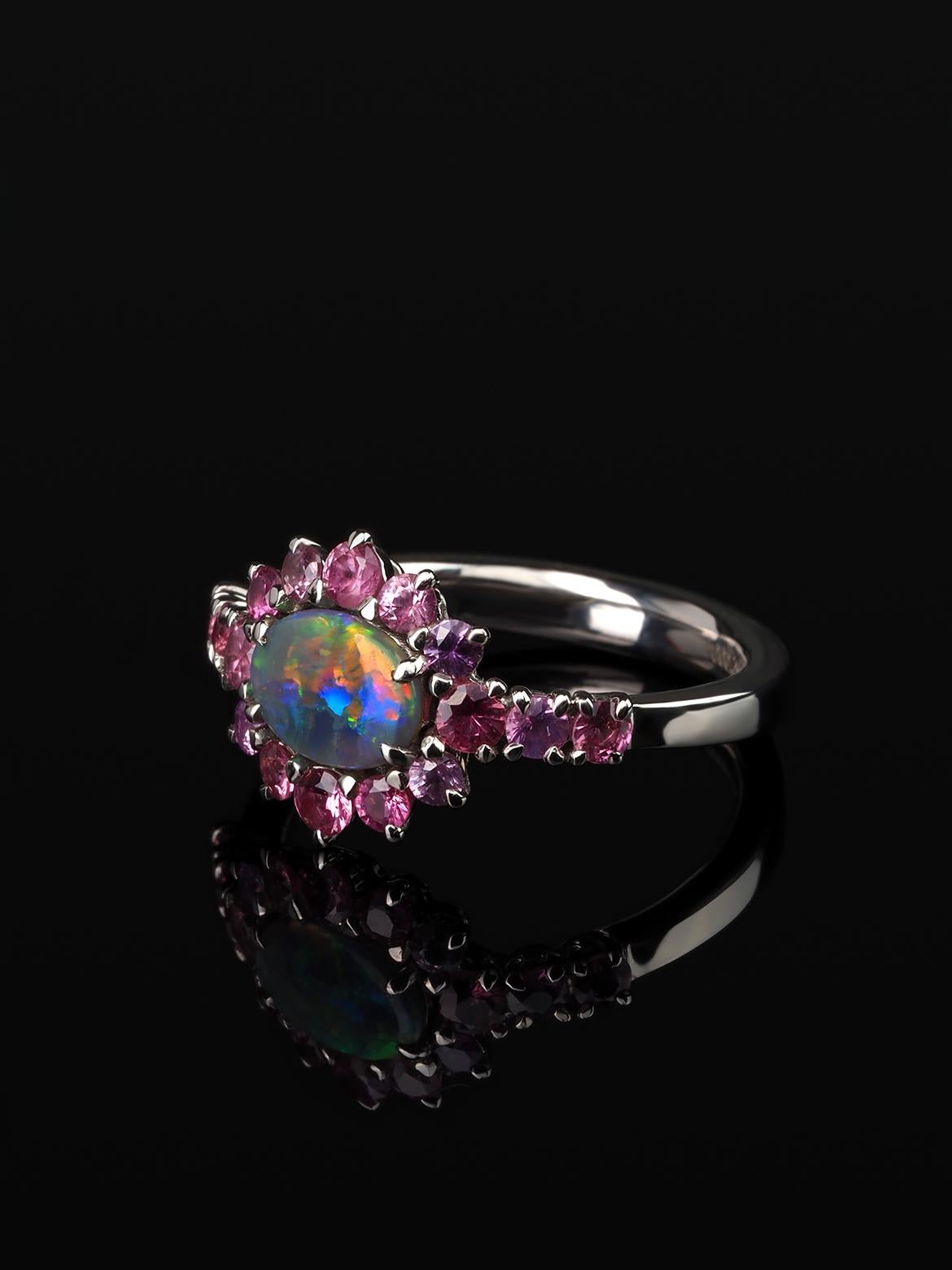 opal and sapphire wedding band