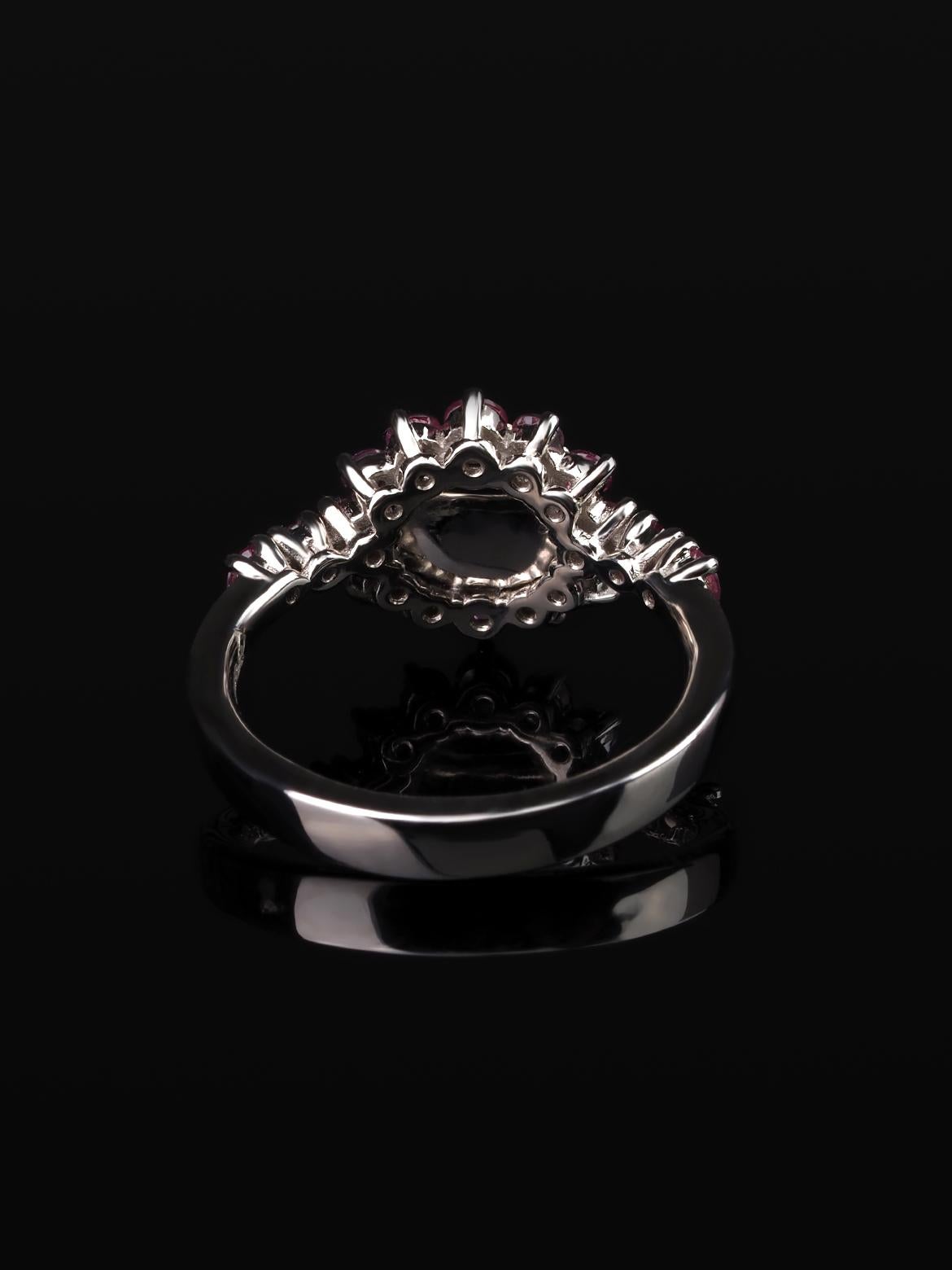 Opal Rosa Saphire Goldring Versprechen Ehering für Damen oder Herren im Angebot