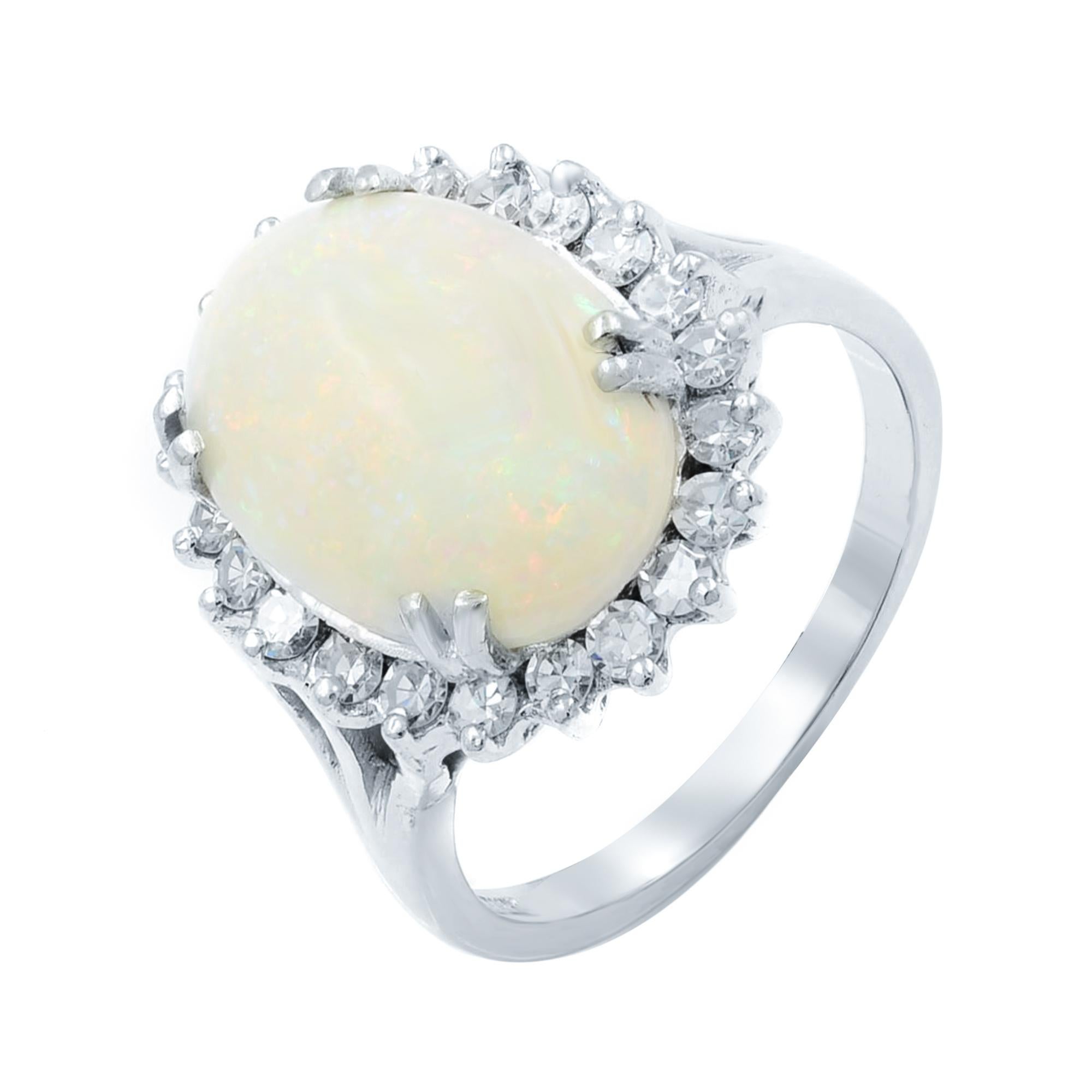 Opal Retro Vintage 3.40cttw Diamond 0.75cttw Ring SZ8.75 14K White Gold 

This fabulous, opal just screams 