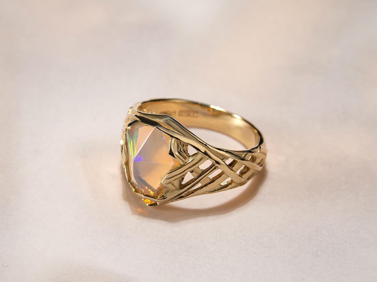 Opal Ring Karat Gold Natural Ethiopian Art Deco style Jewelry For Sale 2
