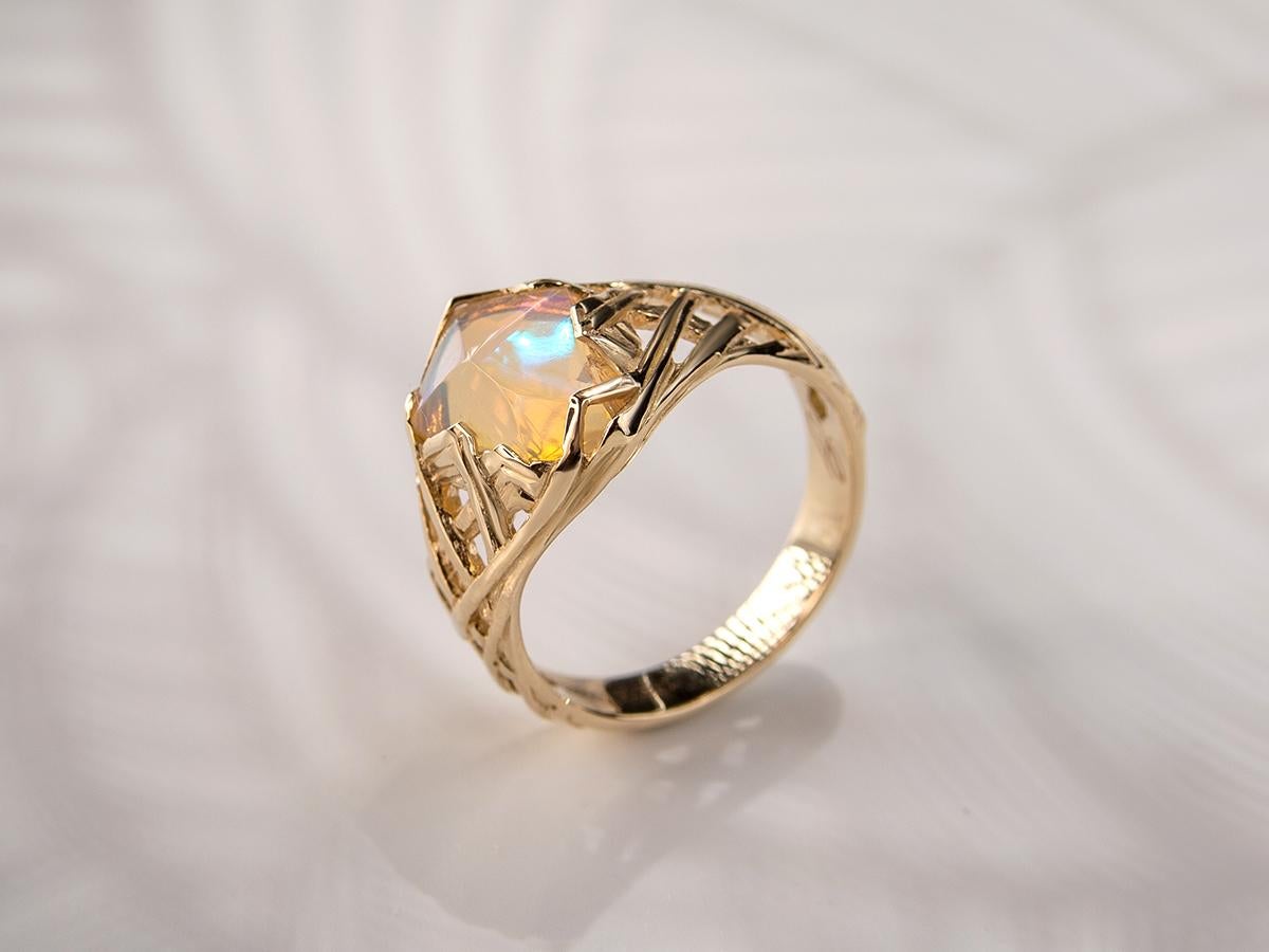 Opal Ring Karat Gold Natural Ethiopian Art Deco style Jewelry For Sale 3