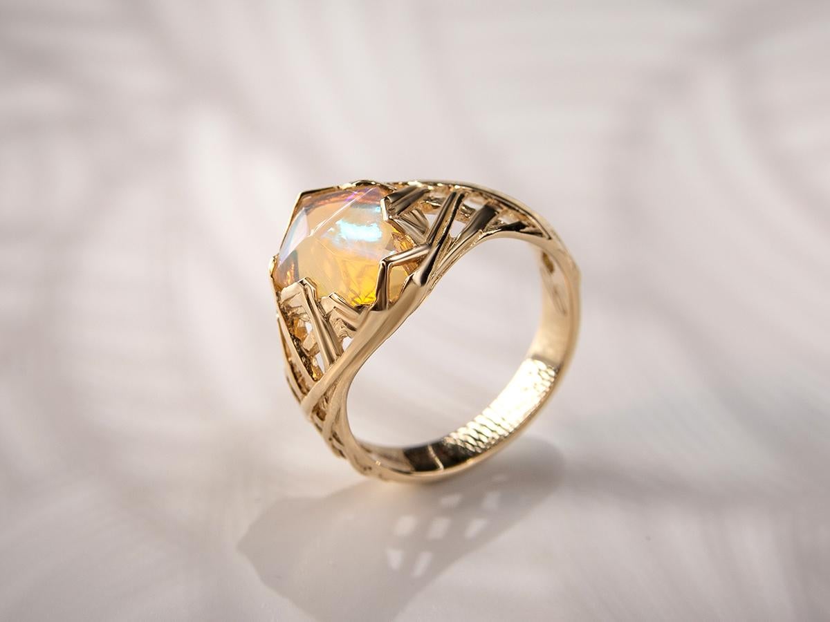 Opal Ring Karat Gold Natural Ethiopian Art Deco style Jewelry For Sale 5