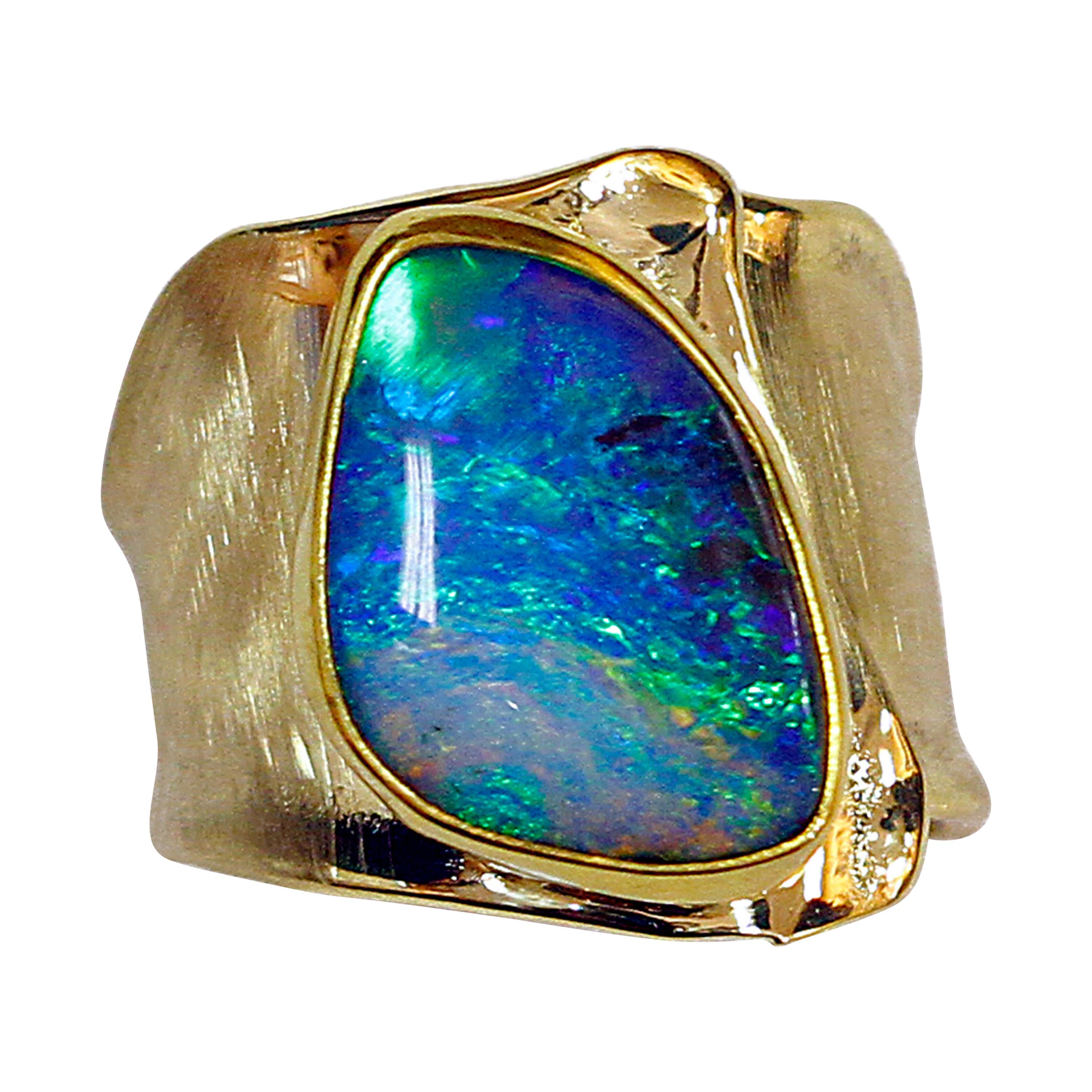 Boulder Opal Ring 18 Karat 22 Karat Gold