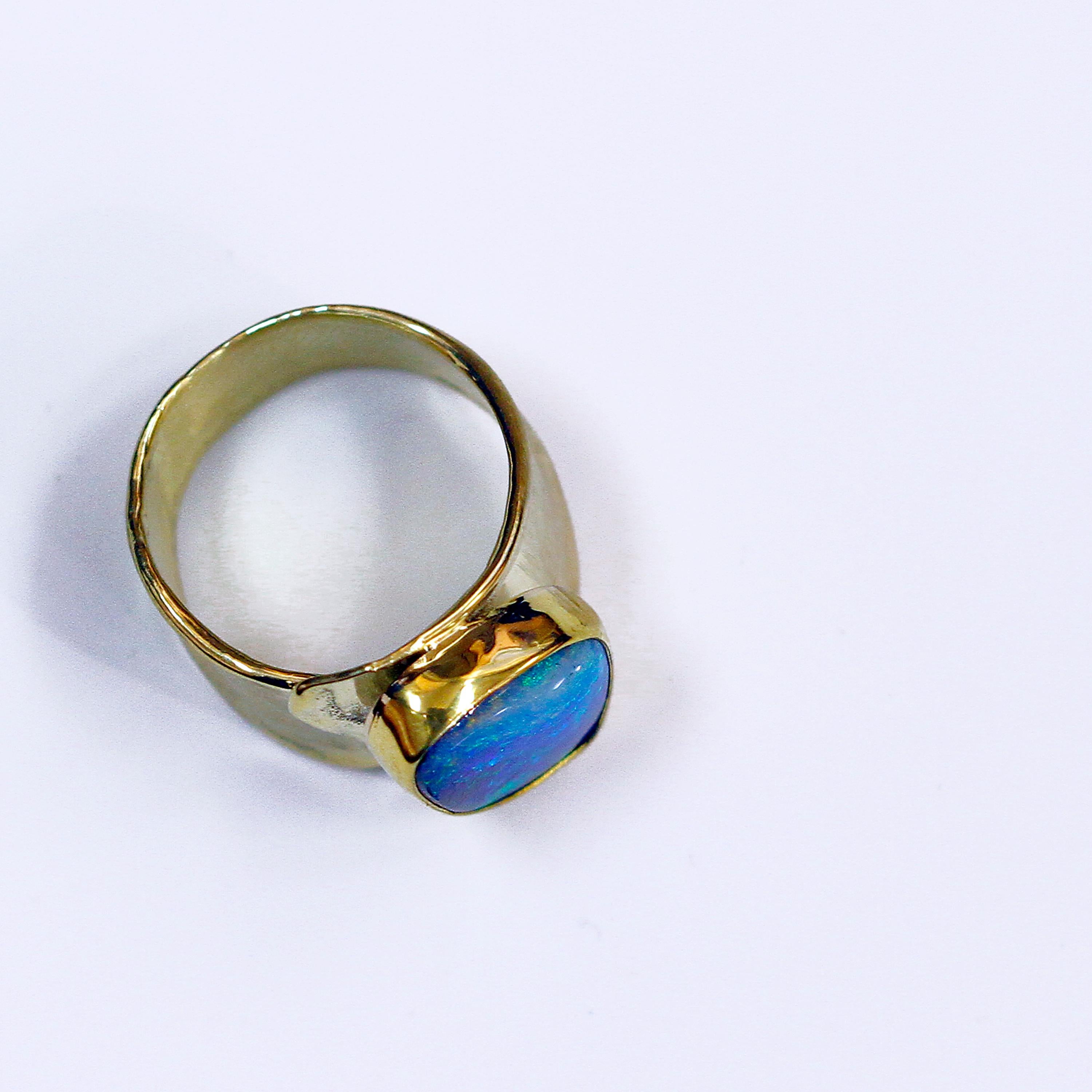 Artisan Boulder Opal Ring 18 Karat 22 Karat Gold