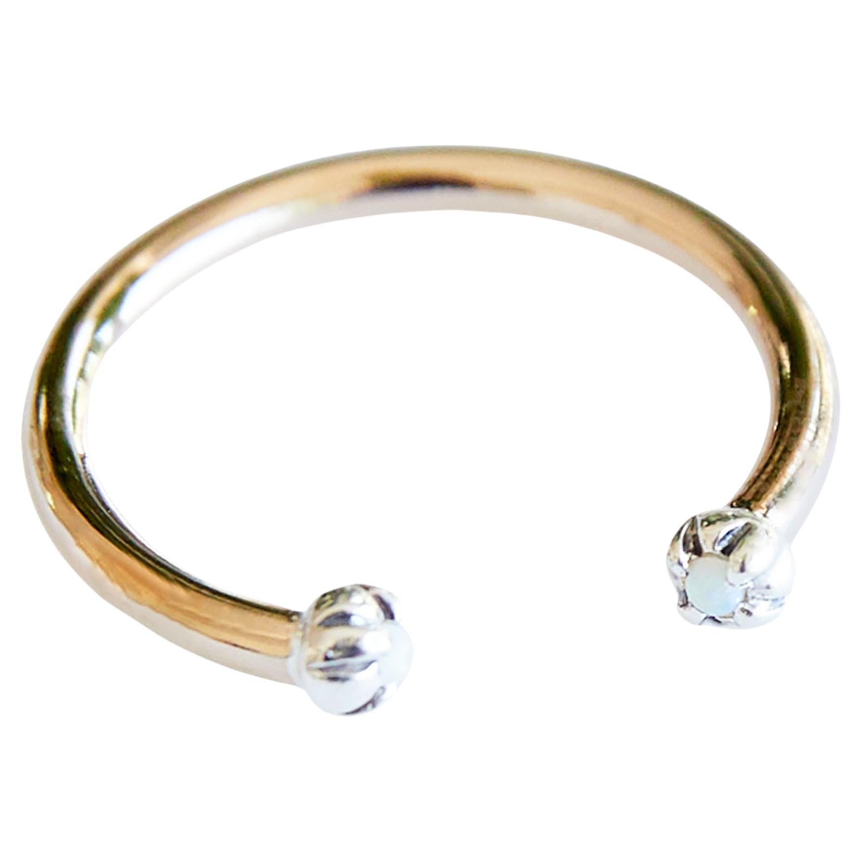 Opal Ring Gold Silver Victorian Style Open Adjustable Stack Ring J Dauphin For Sale
