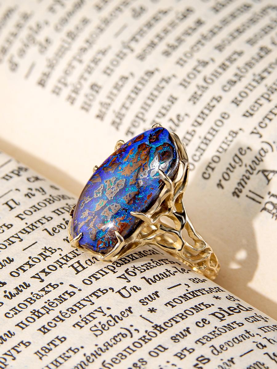 Opal Ring Gold Unisex Jewelry Vrubel Demon Engagement ring Boulder opal For Sale 8