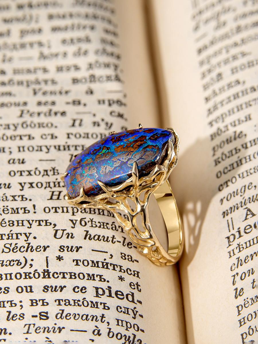 Opal Ring Gold Unisex Jewelry Vrubel Demon Engagement ring Boulder opal For Sale 9