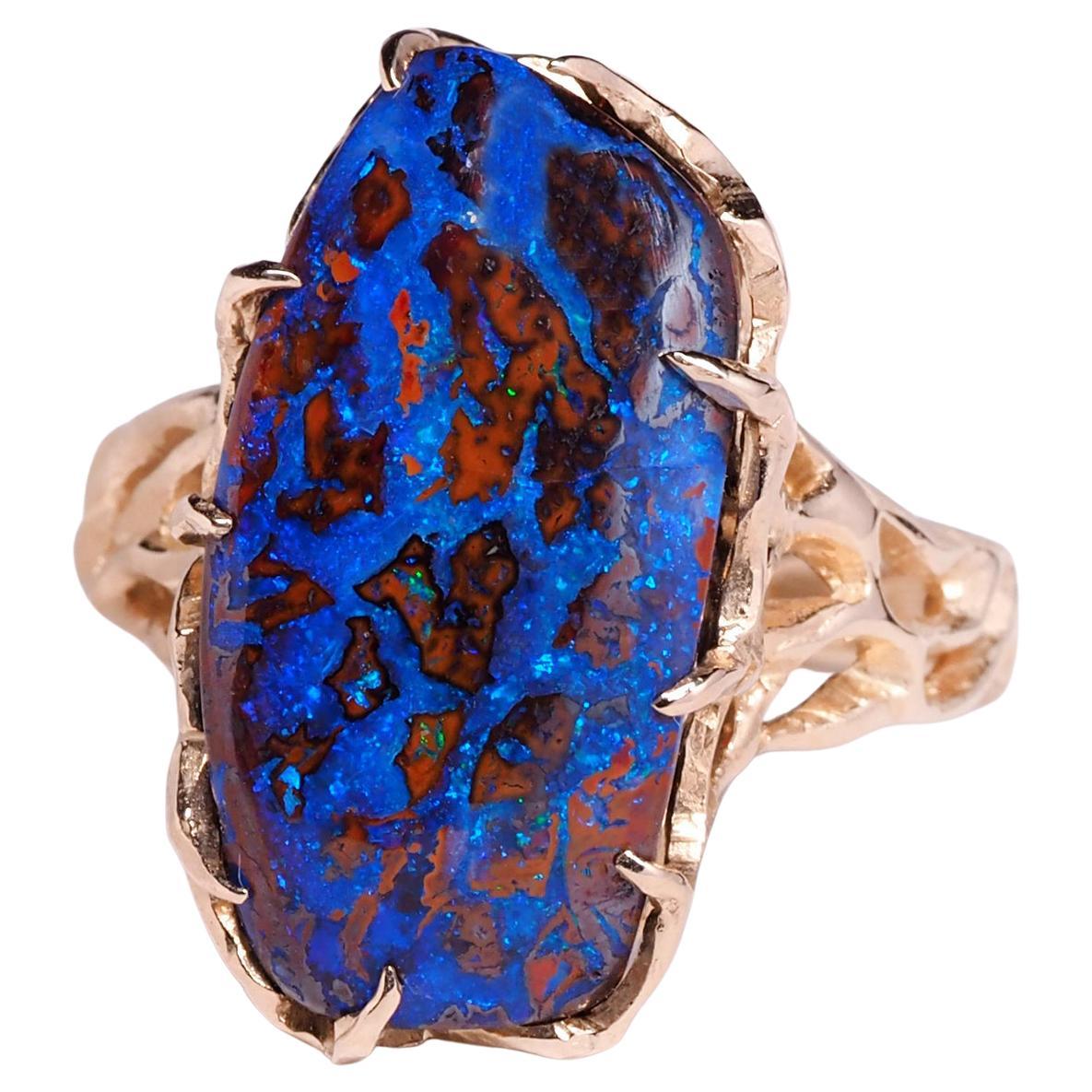 Opal Ring Gold Unisex Jewelry Vrubel Demon Engagement ring Boulder opal