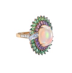 Sunita Nahata Opal Ring in 18 Karat Yellow Gold with Multi Gemstone and Diamond