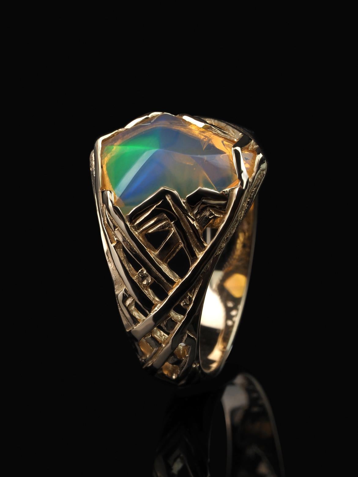 14k yellow gold ring with natural Opal
opal origin - Ethiopia  
opal measurements - 0.16 х 0.35 х 0.43 in / 4 х 9 х 11 mm
opal weight - 1.52 carats
ring size - 6.5 US
ring weight - 4.26 grams


We ship our jewelry worldwide – for our customers it is