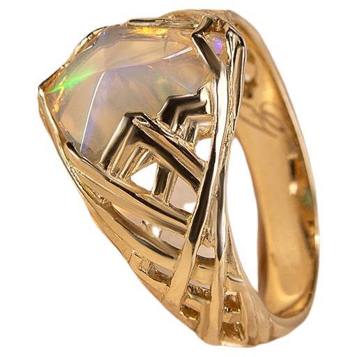 Opal Ring Karat Gold Natural Ethiopian Art Deco style Jewelry