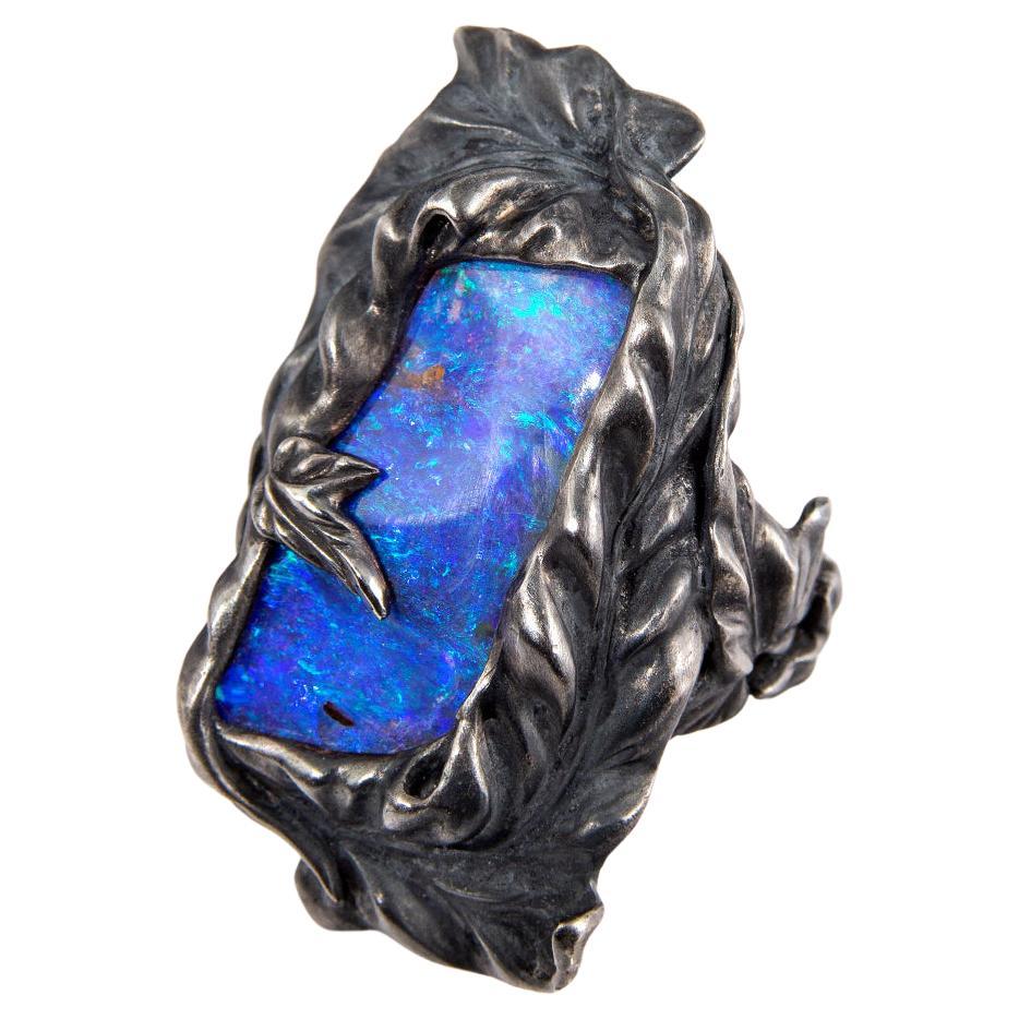 Ocean Blue Opal Ring Gold Ivy collection Australian Blue Opal Indigo