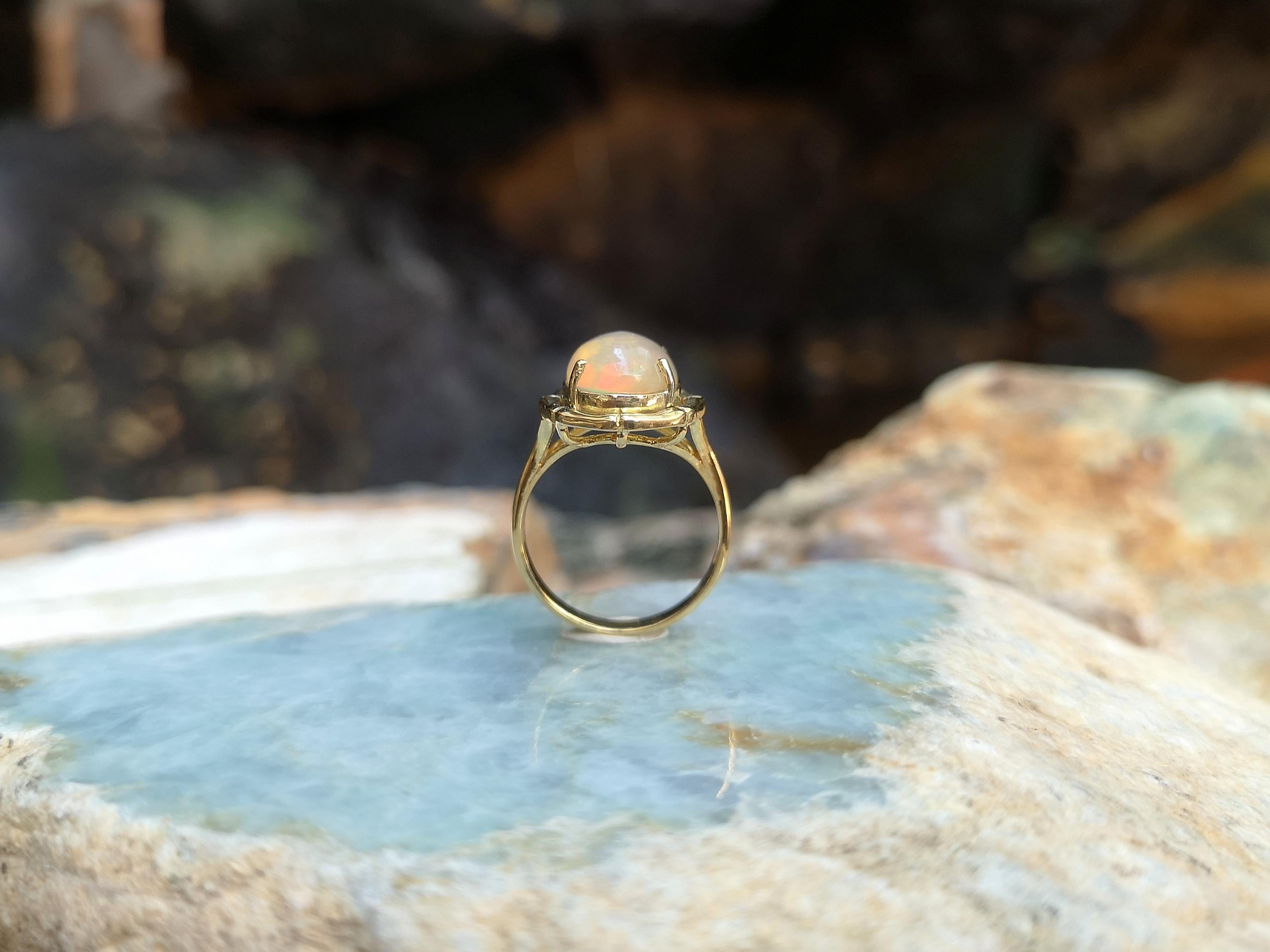 Women's Opal Ring Set in 18 Karat Gold Settings For Sale