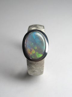 Anello di opale in argento opale australiano naturale anello di fidanzamento opale solido genuino