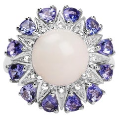 Opal Ring With Tanzanite 4.2 Carats Sterling Silver