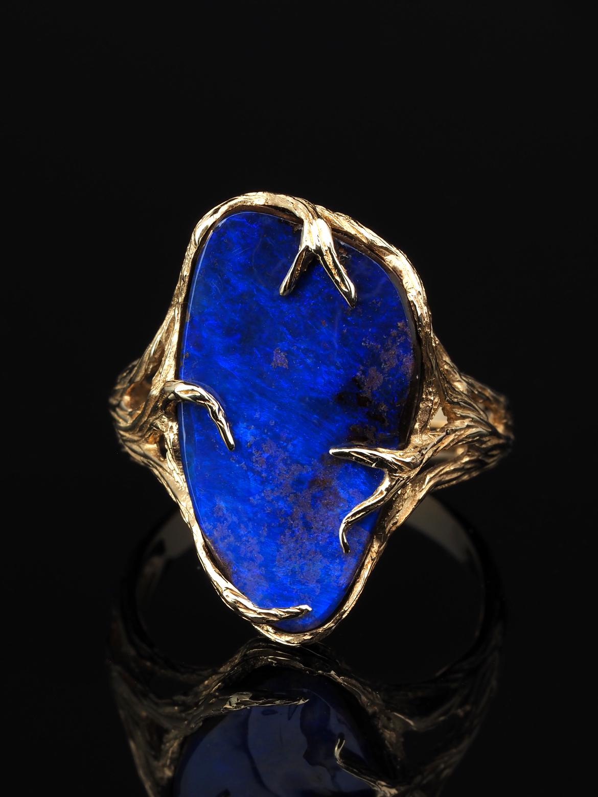 natural blue opal rings