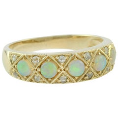 Opal Rose Cut Diamond 18K Cocktail Ring