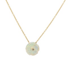Collana Opale Rosa con diamante centrale in oro giallo 18K
