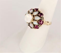 Opal & Ruby Cluster Ring
