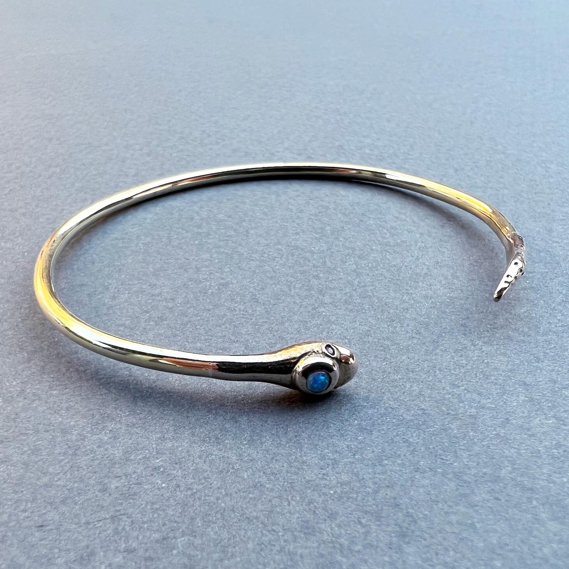 Opal Ruby Snake Bangle Arm Cuff Bracelet Bronze J Dauphin For Sale 3