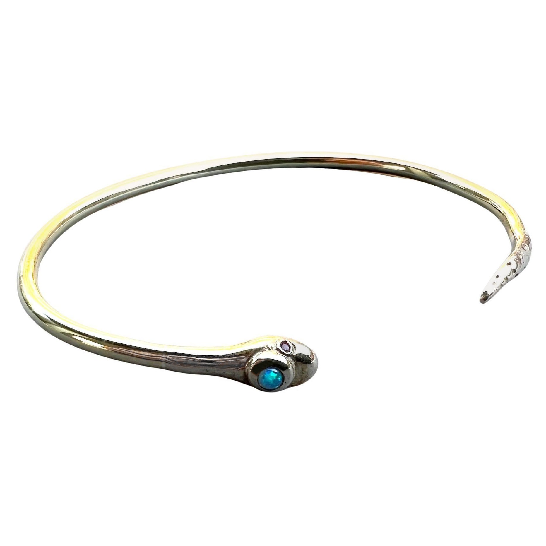 Snake Cuff Bracelet Opal Ruby Victorian Style J Dauphin