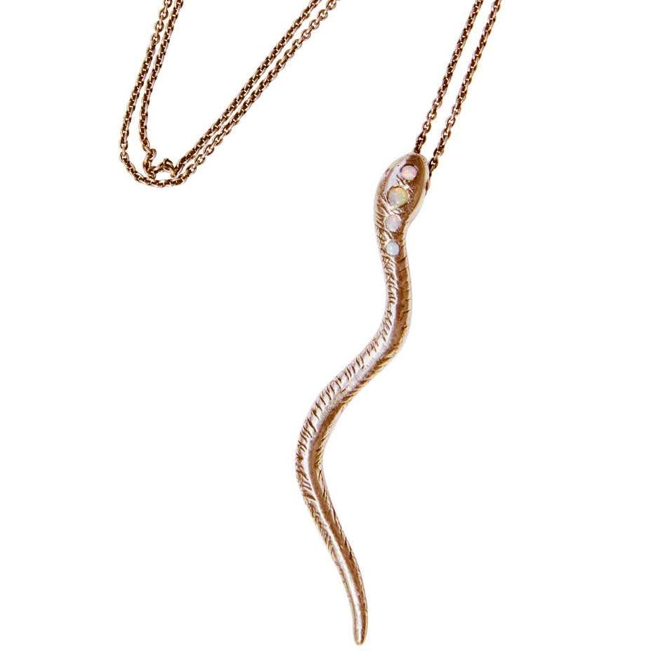 Opal Ruby Snake Pendant Necklace Chain Fashion Jewelry Animal Bronze J Dauphin

J DAUPHIN 