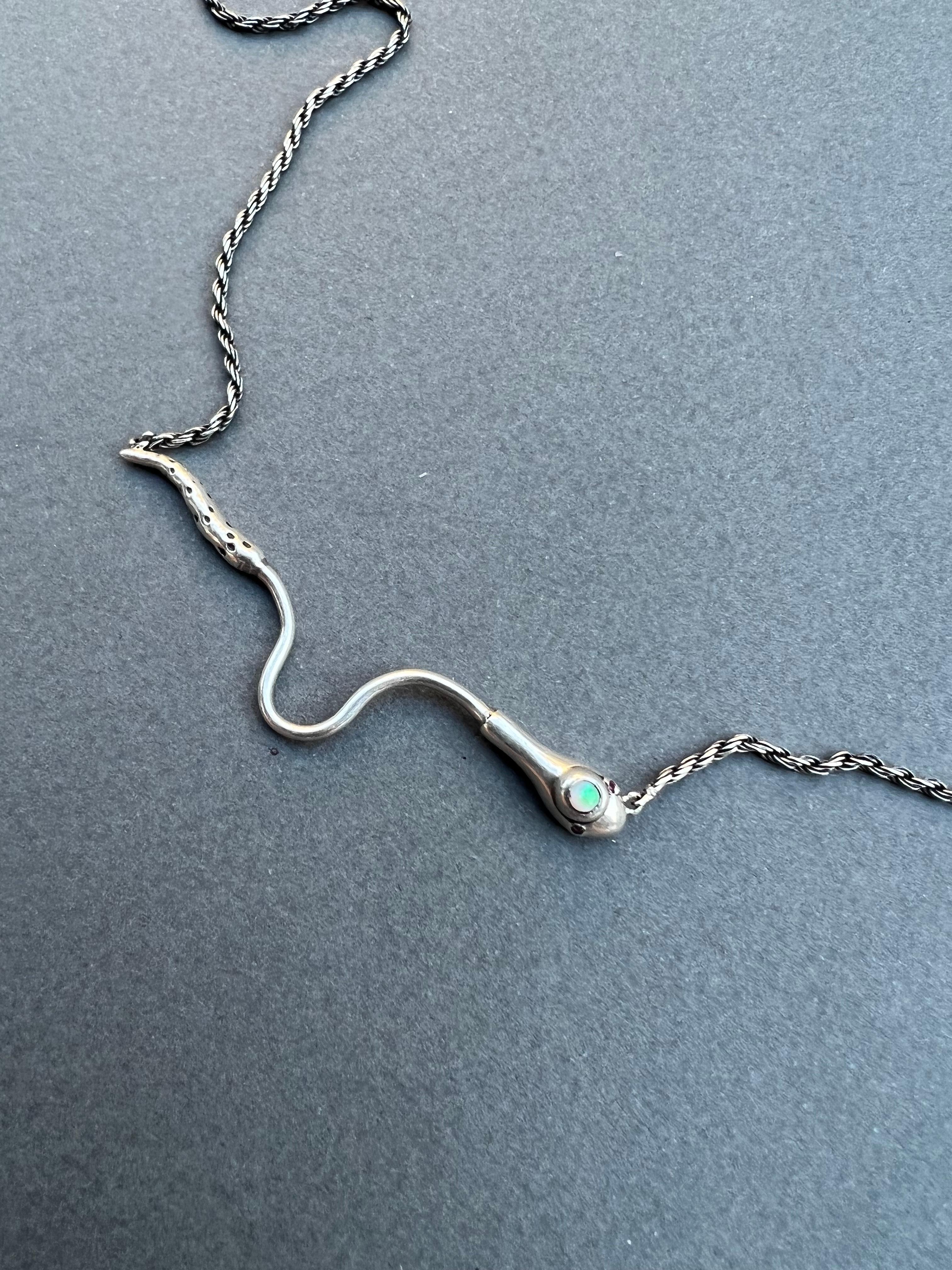 Opal Rubin Schlangenhalskette Italienische Silberkette J Dauphin 7