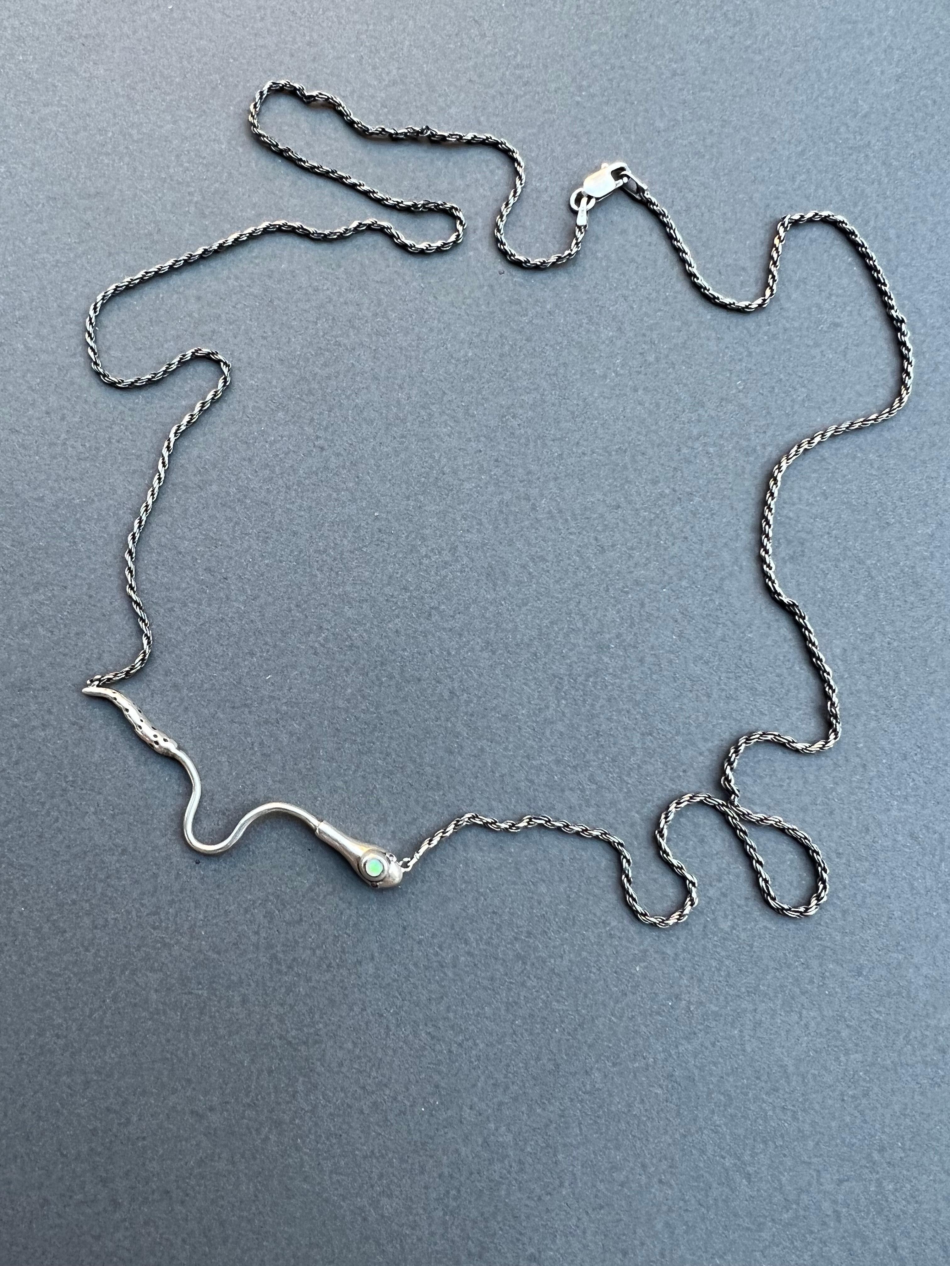 Opal Ruby Snake Necklace Italian Silver Chain J Dauphin For Sale 6