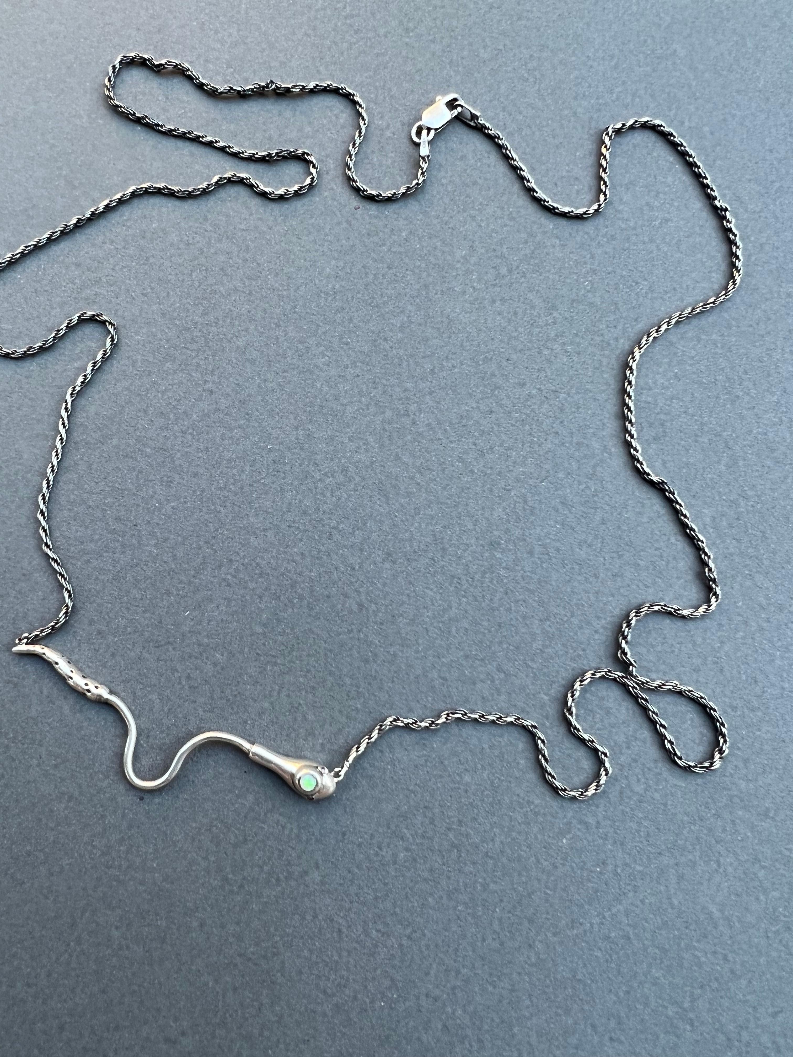 Opal-Rubin-Schlangenhalskette Italienische Silberkette J Dauphin im Angebot 10