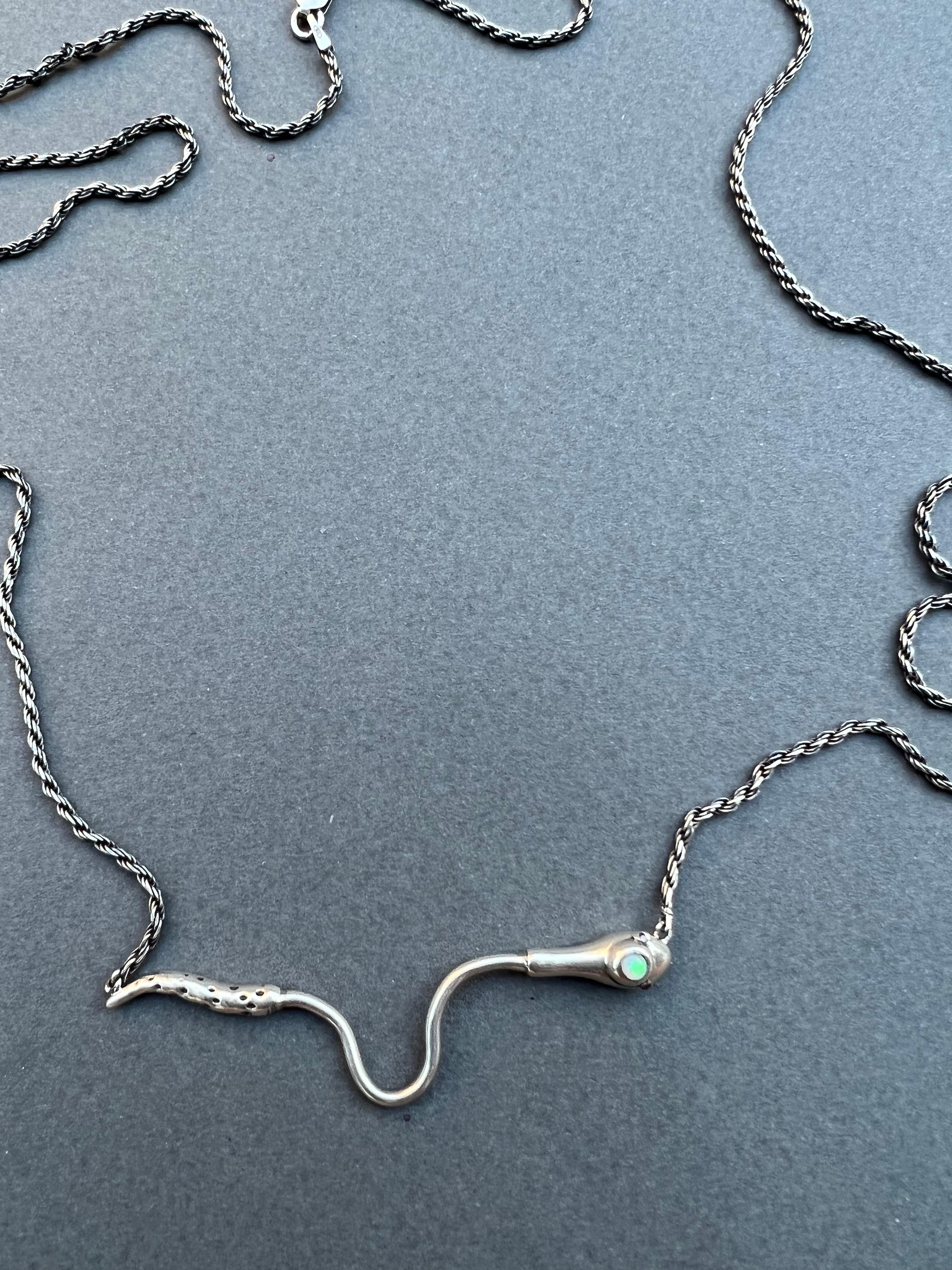 Opal-Rubin-Schlangenhalskette Italienische Silberkette J Dauphin im Angebot 11