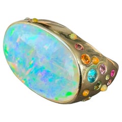 Opal & Sapphire 14kt double ring