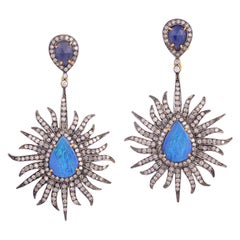 Opal Sapphire Diamond Drop Earrings