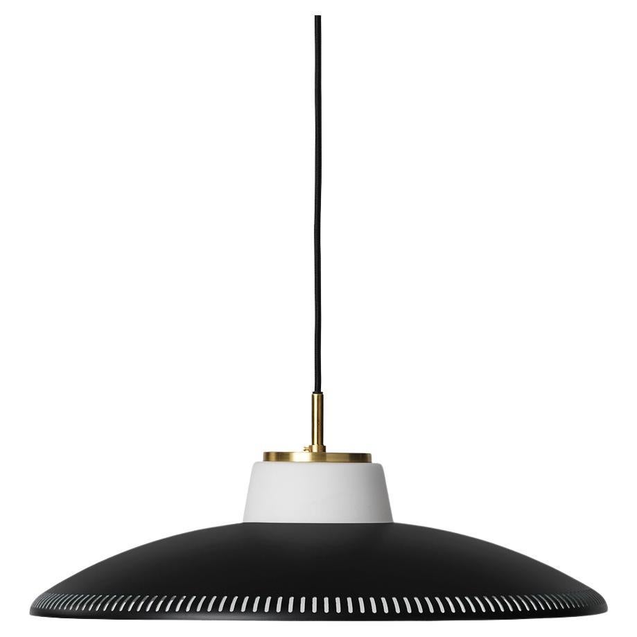 Opal shade black Noir pendant by Warm Nordic
Dimensions: D 43 x H 17 cm
Material: Lacquered steel, Sand blasted opal glass
Weight: 2 kg
Also available in different colours.

The Opal Shade pendant was designed in the 1950s by Danish light