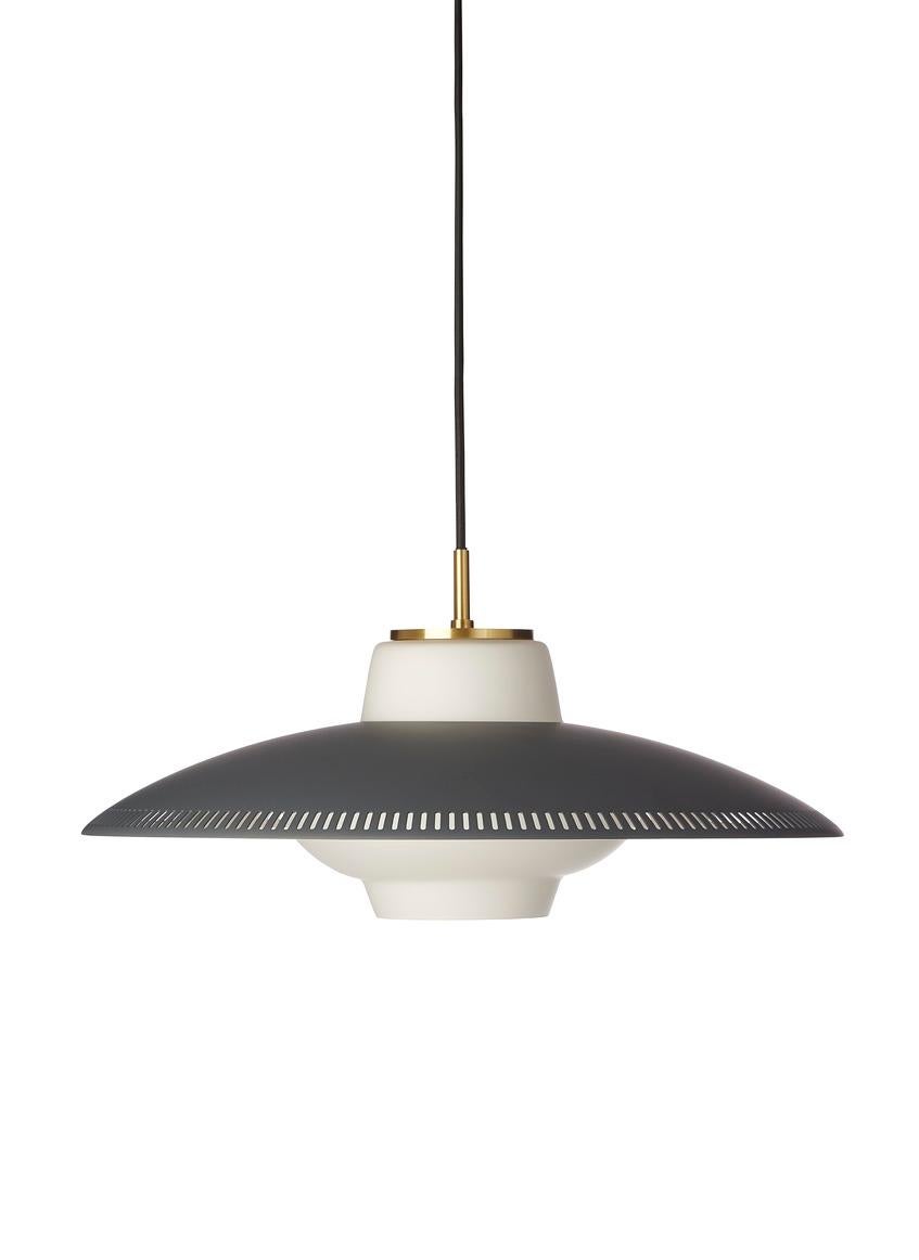Opal Shade Ultimate Grey Pendant by Warm Nordic
Dimensions: D43 x H17 cm
Material: Lacquered steel, Sand blasted opal glass
Weight: 2 kg
Also available in different colours. Please contact us.

The Opal Shade pendant was designed in the 1950s