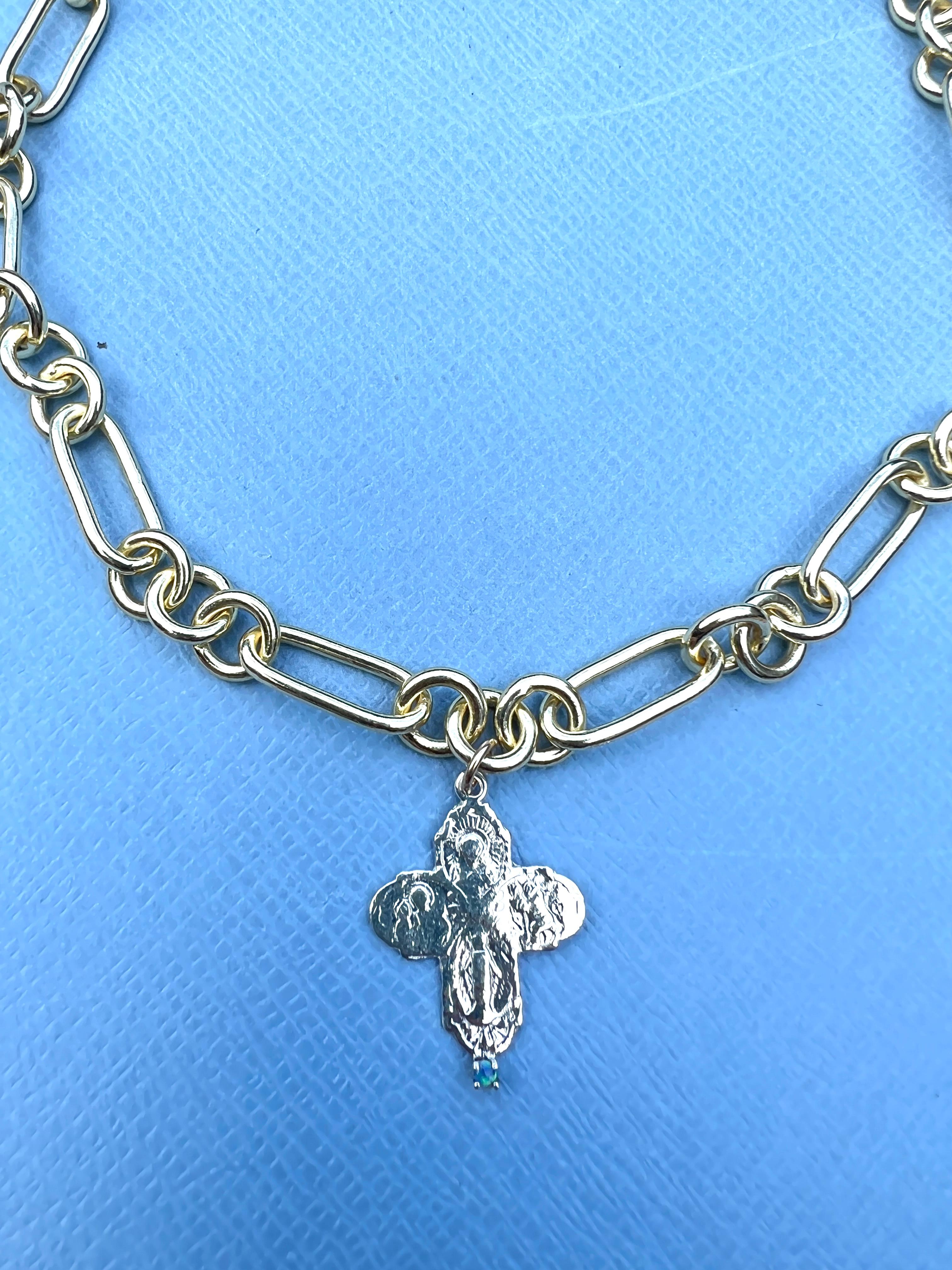Collana con catena a croce in argento opalino  Chunky Choker In condizioni Nuovo in vendita a Los Angeles, CA