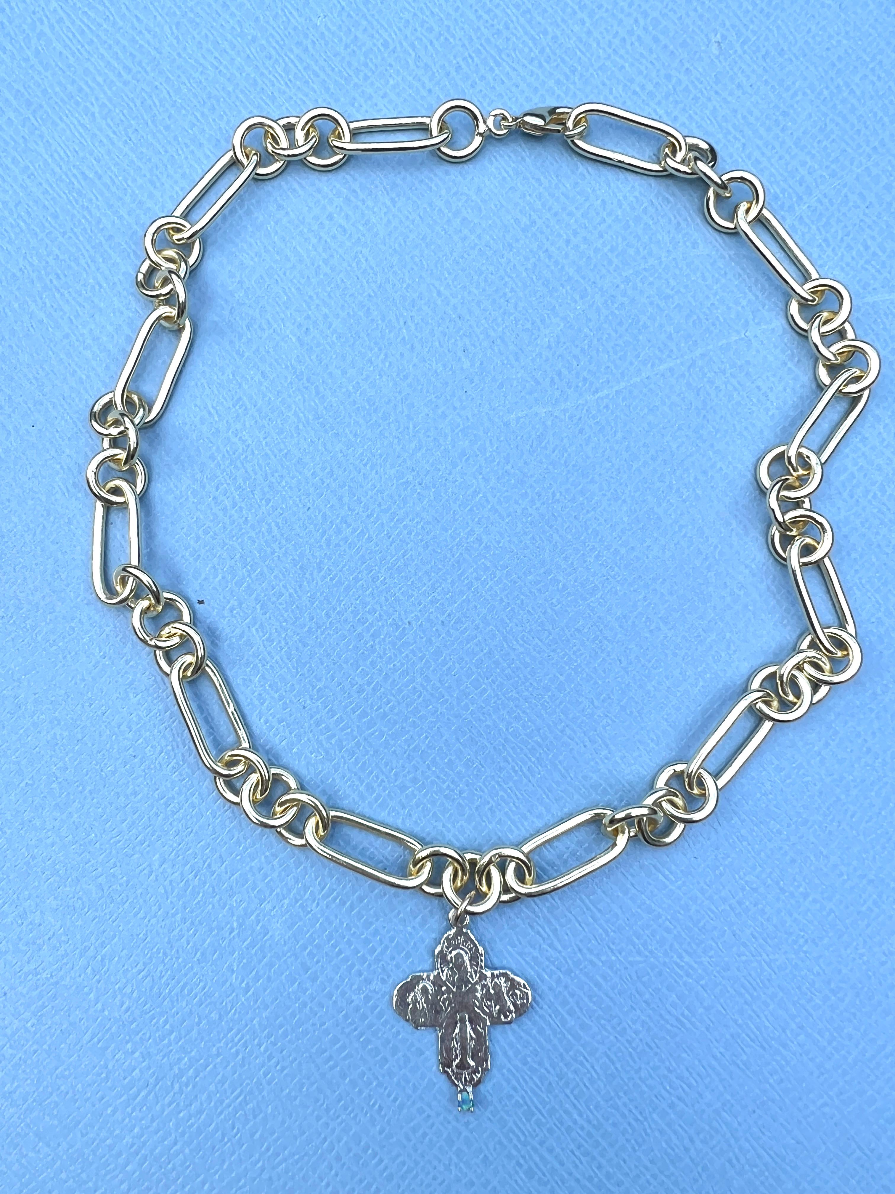 Donna Collana con catena a croce in argento opalino  Chunky Choker in vendita