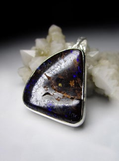 Opal Silver Pendant Mens jewelry Natural Australian opal gift