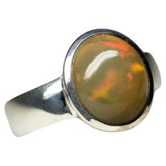 Bague unisexe en argent, pierre précieuse orange naturelle colorée